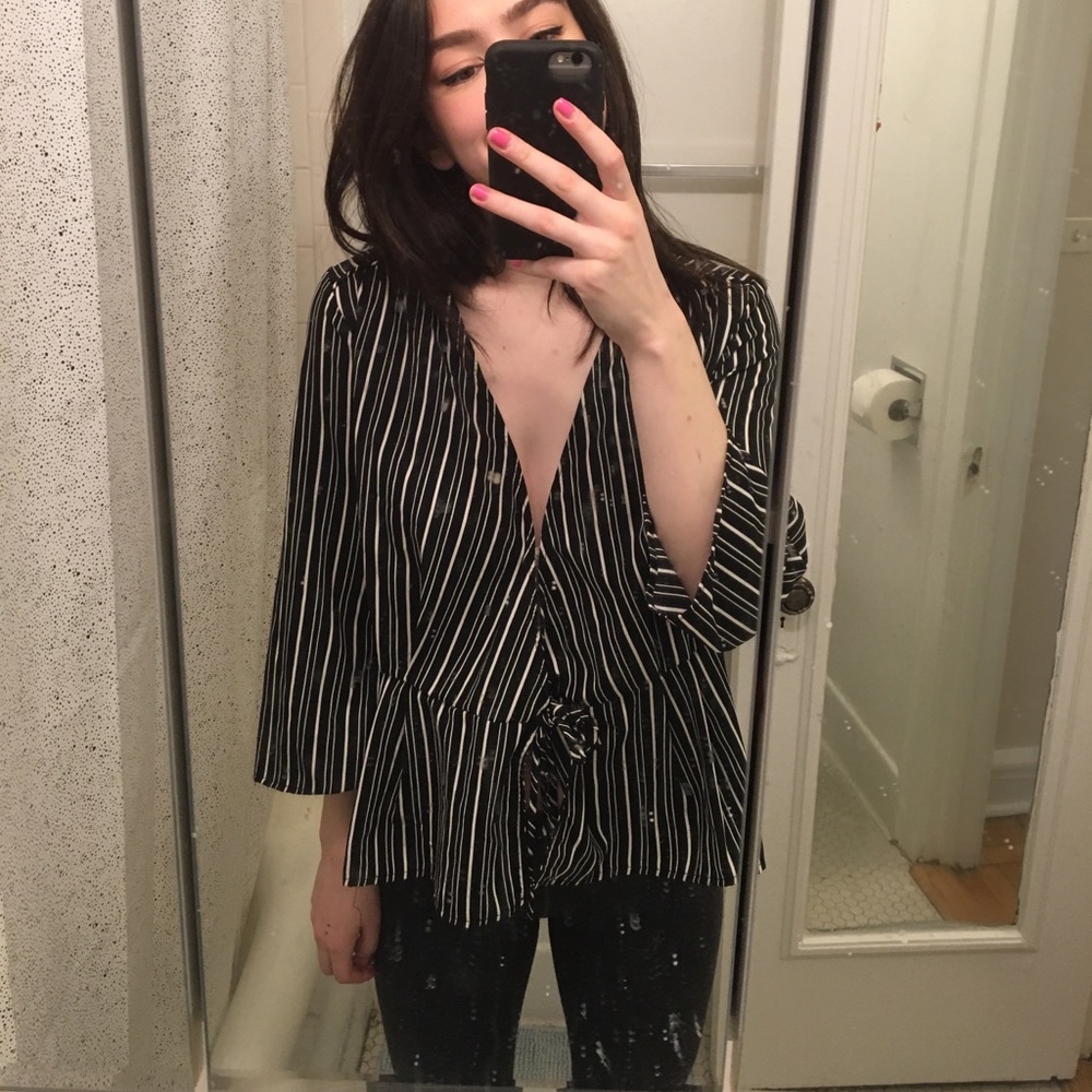 Cris Cross Black/White Striped Party Top